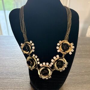 Black and Gold Rose Necklace